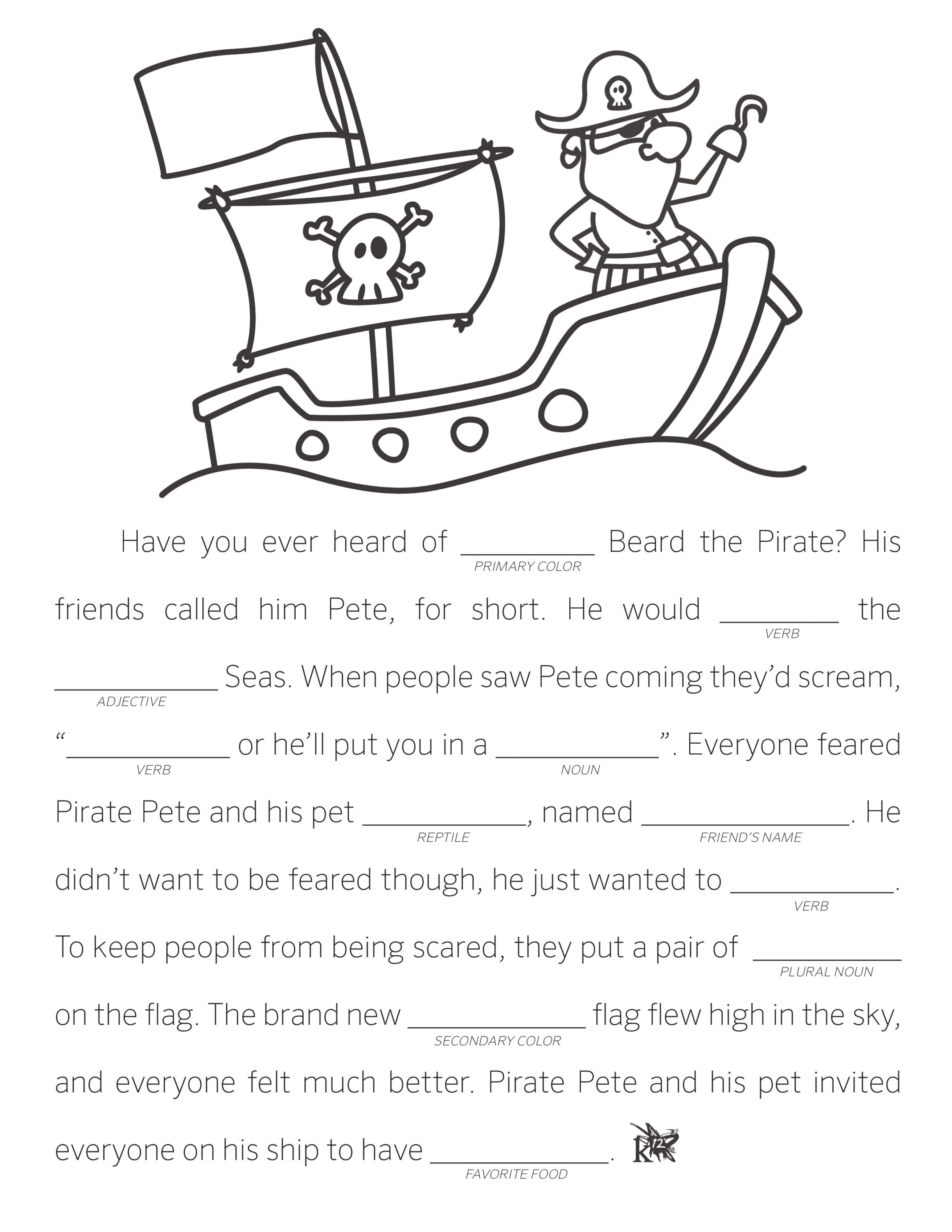 Create A Story Fill In The Blanks Printable Form Templates And Letter
