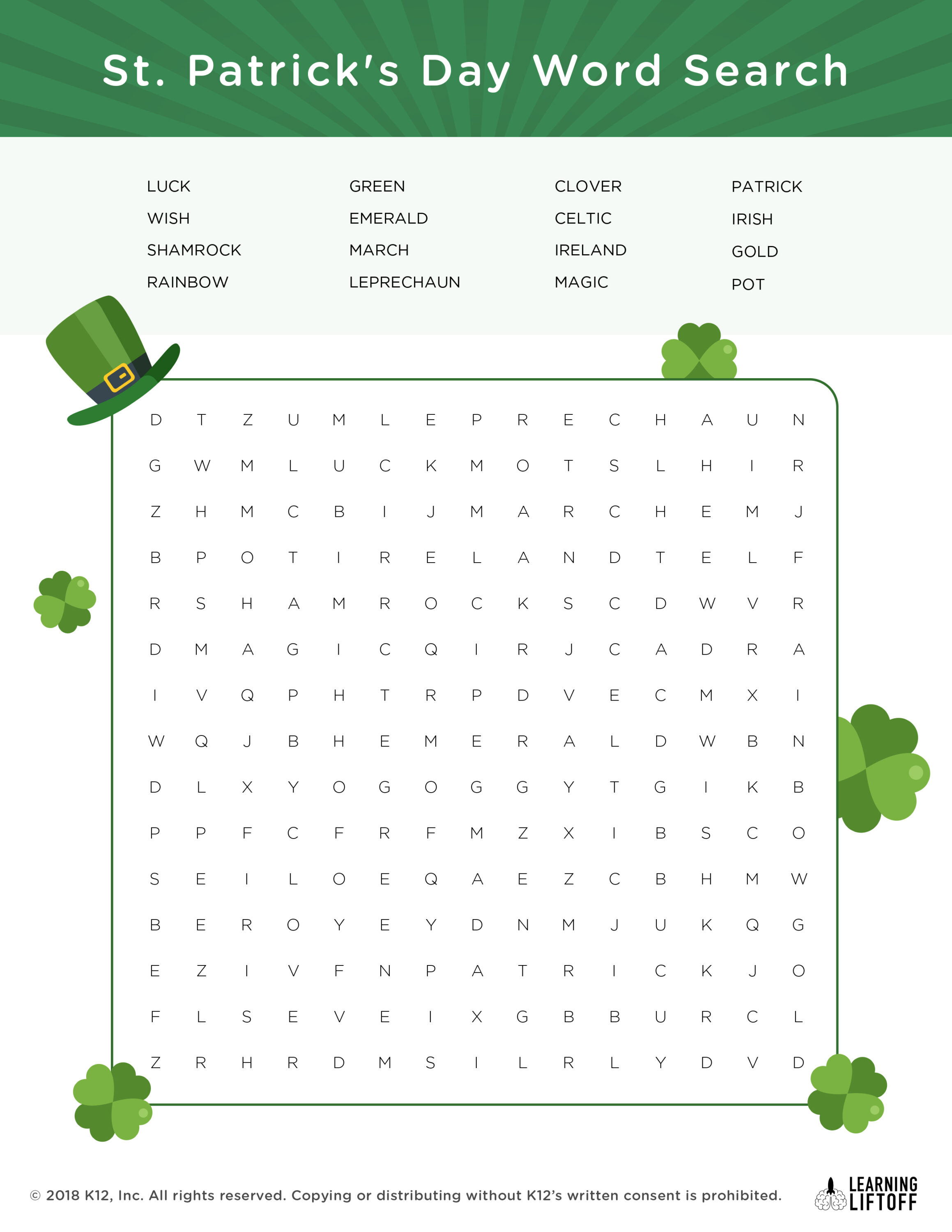 Printable St Patrick s Day Games Printable Word Searches
