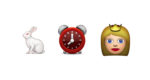 a rabbit clock and queen emoji