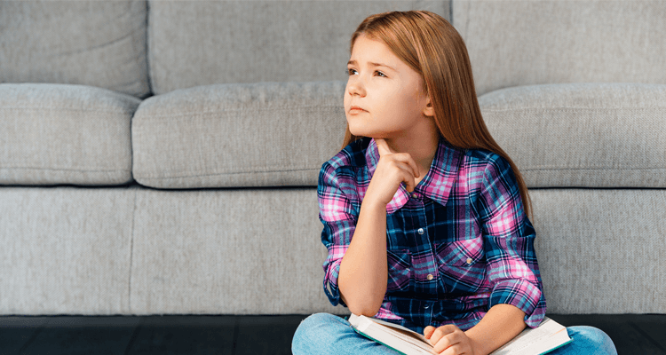 pensive girl with critical thinking skills