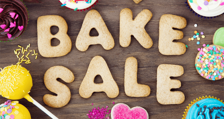 Bake Sale spelled out in cookie cutouts