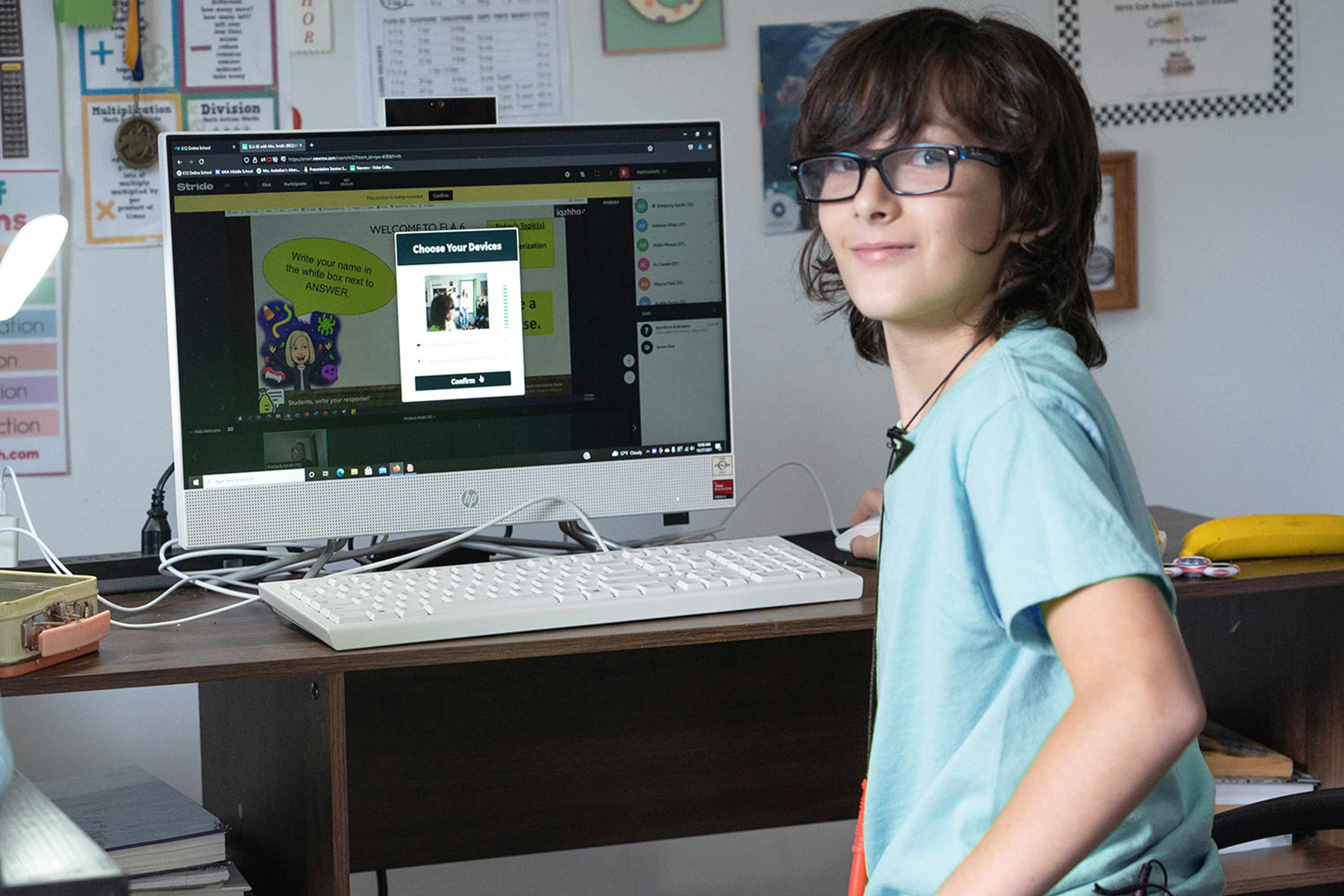 Student Connor at the computer